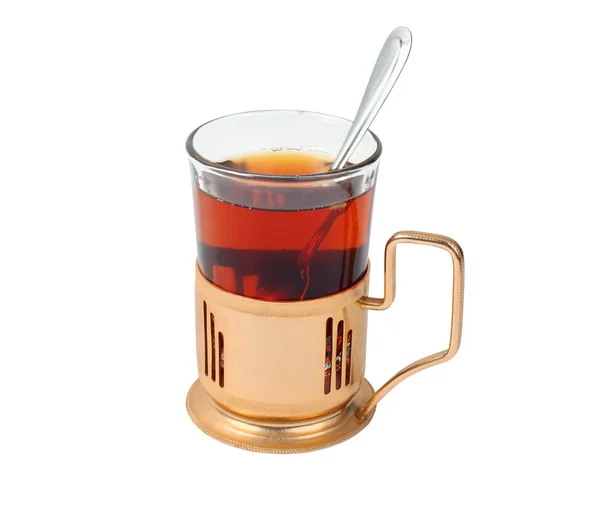 Ζεστό τσάι γυαλί κάτοχος ποτήρι — Φωτογραφία Αρχείου