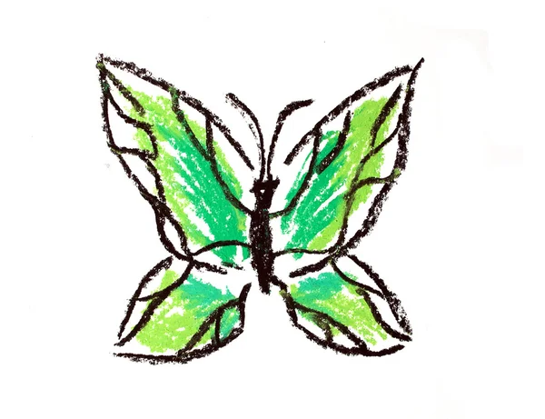 Jednoduché ilustrace zelený motýl — Stock fotografie