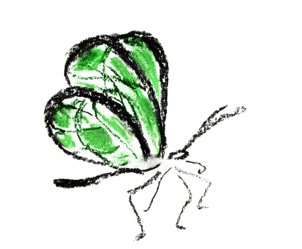 Jednoduché ilustrace zelený motýl — Stock fotografie