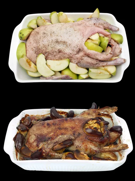 Before and after duck — Stock Photo, Image