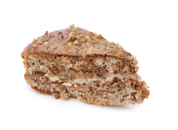 Pedazo de pastel de nueces de cerca — Foto de Stock