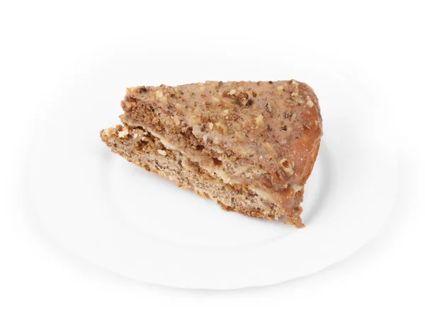 Pedazo de pastel de nueces de cerca — Foto de Stock