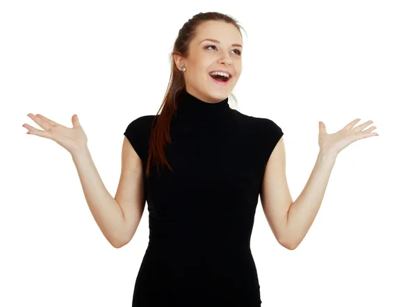 Young lady in black dress — Stock Photo, Image