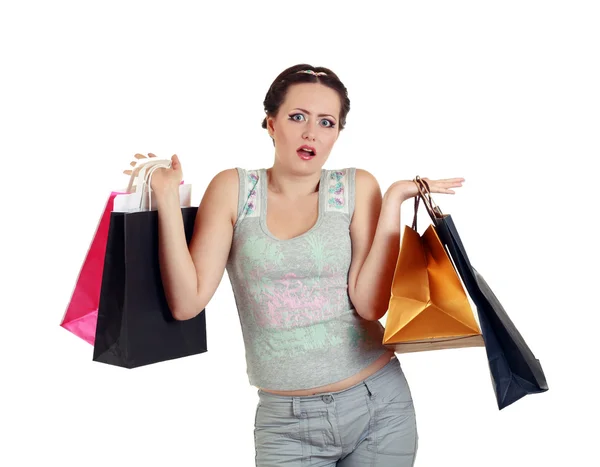 Femme avec sacs à provisions — Photo