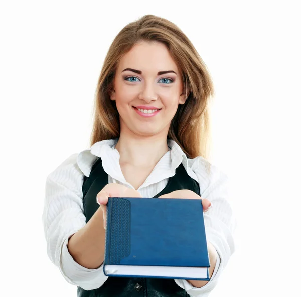 Menina estudante bonita com livro — Fotografia de Stock