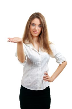 kadın gösteren açık el