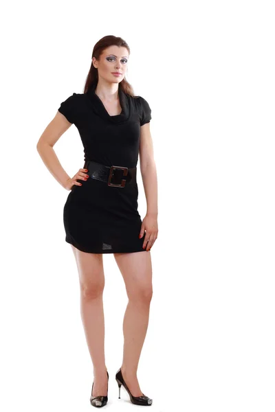 Woman posing in black dress — Stock Photo, Image