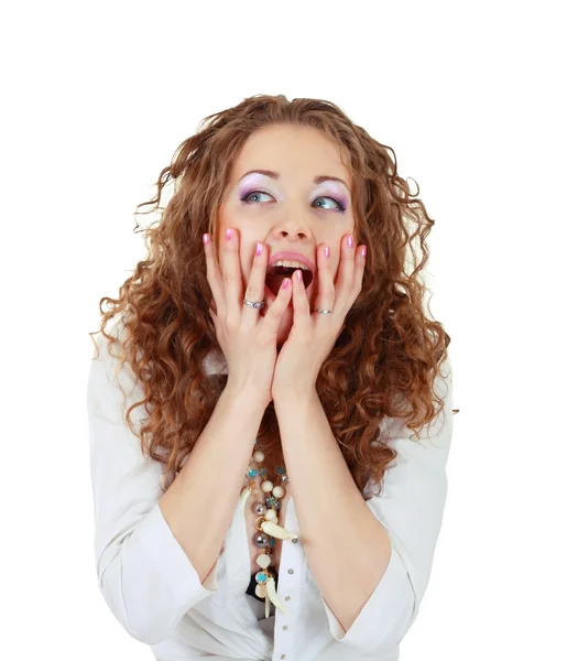 Portrait of the scared woman — Stock Photo, Image