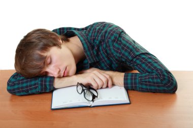 yorgun öğrenci slieeping