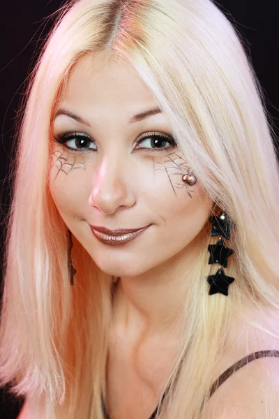 Beautiful blond girl with halloween make up — Stock Photo, Image