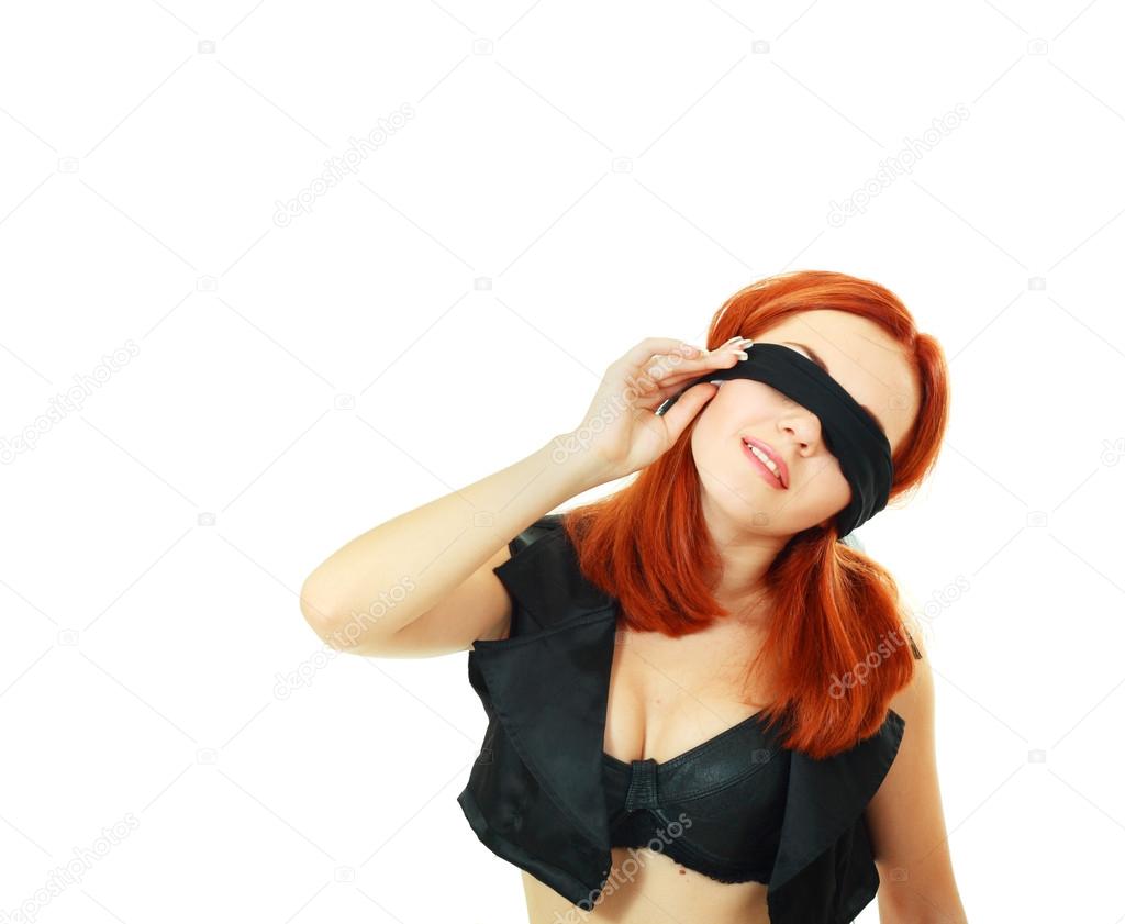 Young woman blindfold