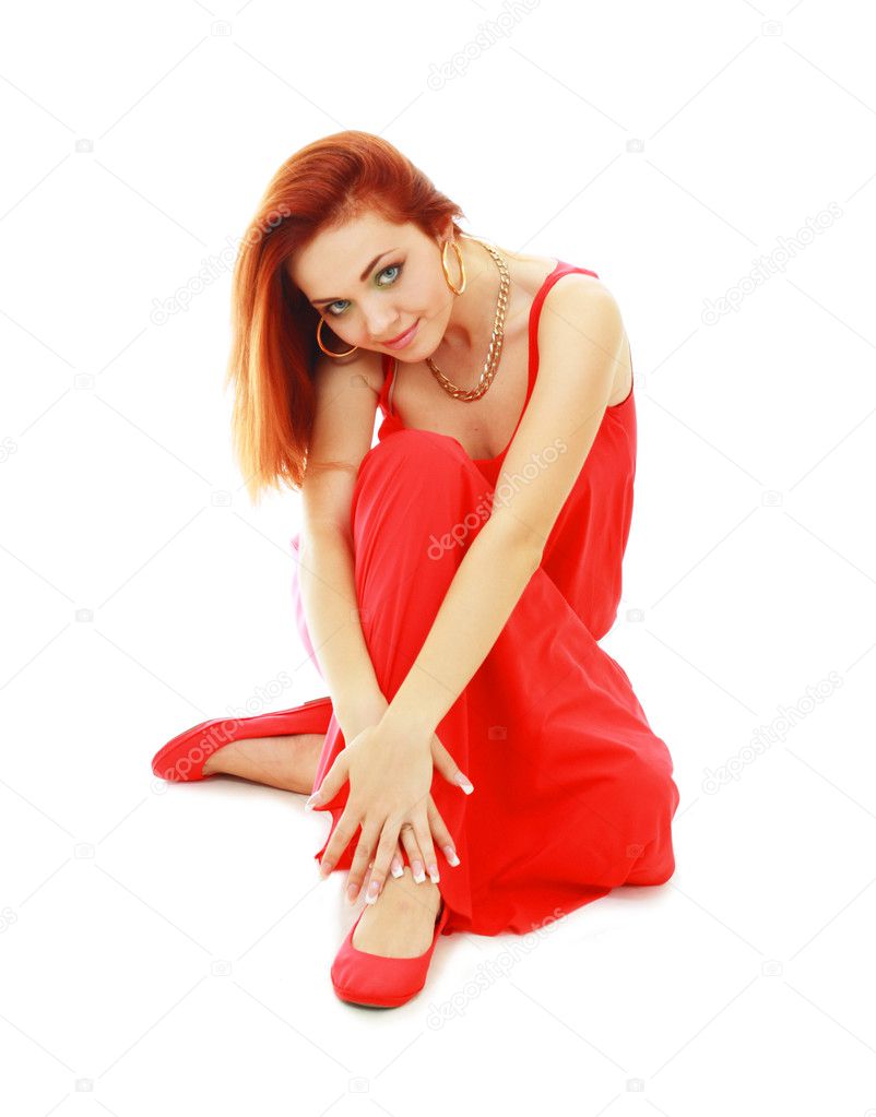 Woman sitting on a floor