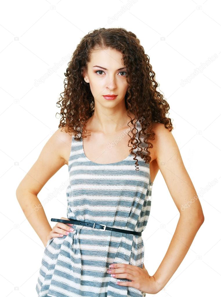 Young woman with curly hair