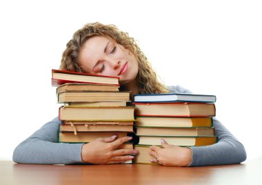 Öğrenci kız kitap sevmek uyku