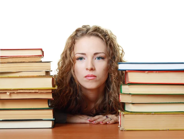 Student girl tired with studing — Stock Photo, Image