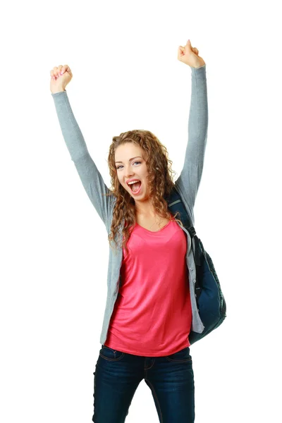 Girl student showing success — Stock Photo, Image