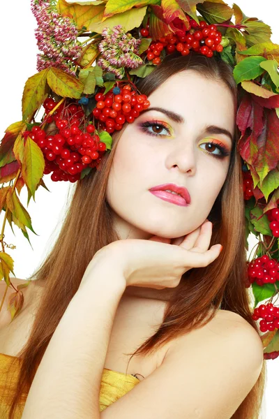 Brunette Autumn Woman — Stock Photo, Image