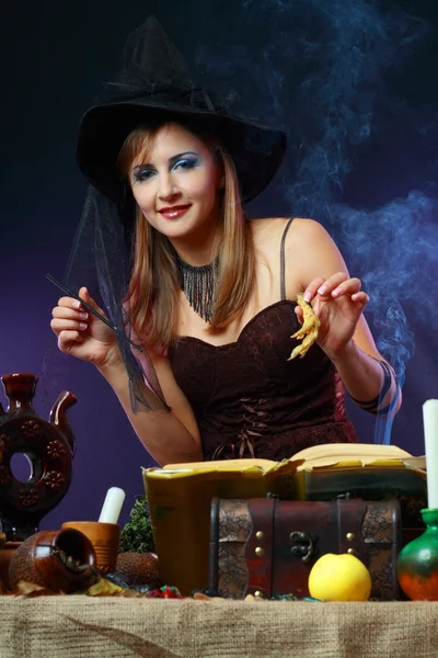 Witch on a dark background — Stock Photo, Image