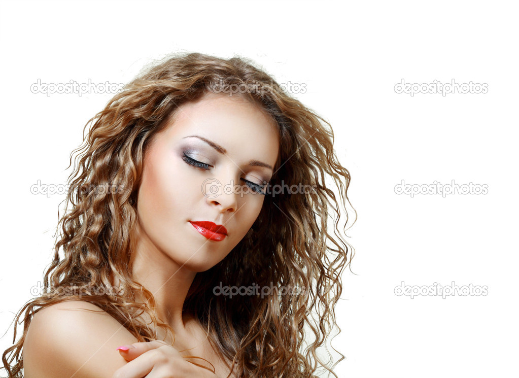 Woman With Natural Curly Hair Stock Photo C Lenanet 17701221