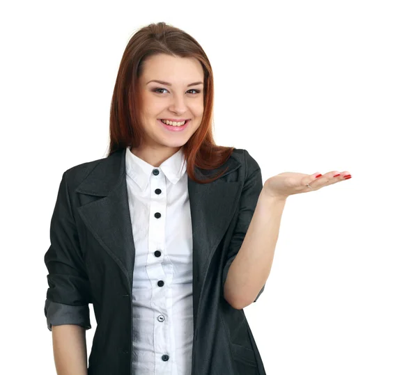 Mujer mostrando la mano abierta — Foto de Stock