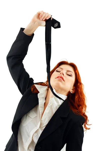 Mujer estrangular suicidio con uno mismo corbata —  Fotos de Stock