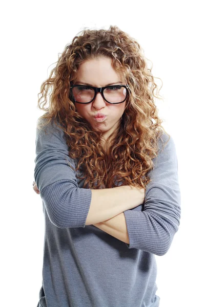 Vrouw op zoek boos en gefrustreerd — Stockfoto