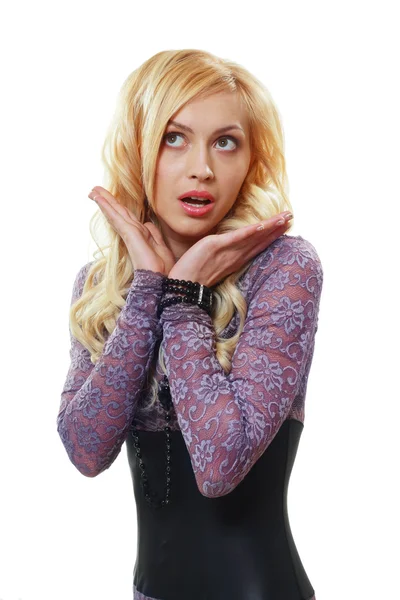 Blond woman surprized Stock Image