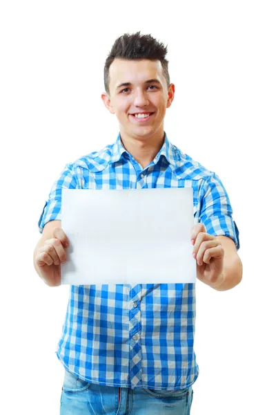 Man holding and showing blank card — Stock Photo, Image