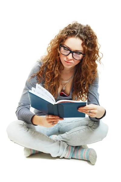 Ennuyé étudiant fille holding livre — Photo