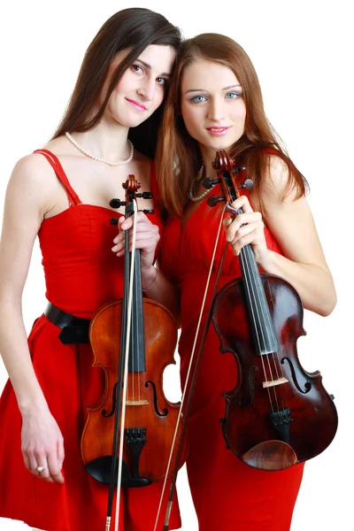 Две женщины играют на скрипке — стоковое фото