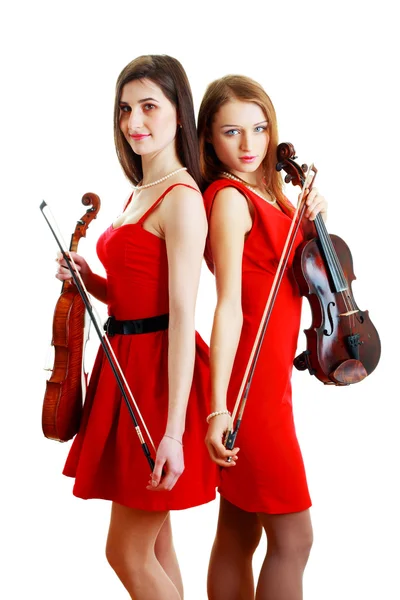 Two woman play violin — Stock Photo, Image