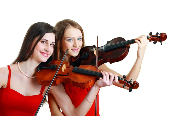 Dos mujeres tocan el violín — Foto de Stock