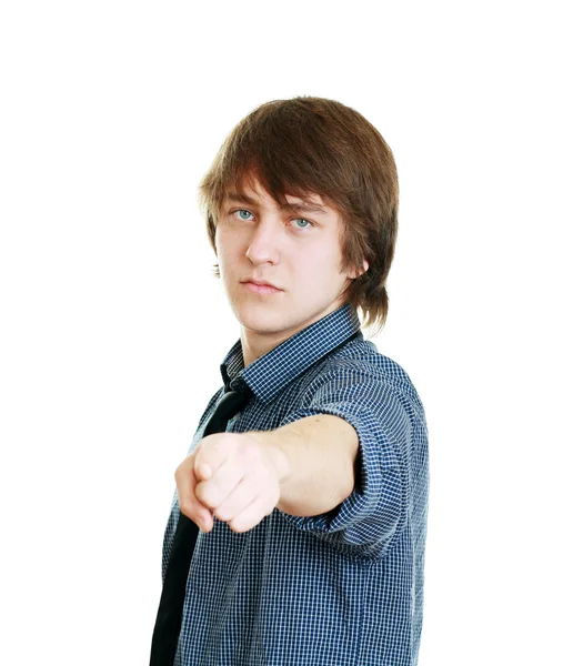 Handsome young man pointing finger at you — Stock Photo, Image