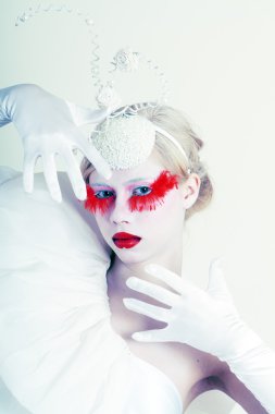 yaratıcı makyaj kırmızı yanlış eyelashes