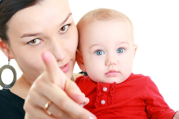 Mutter mit Baby zeigt an — Stockfoto