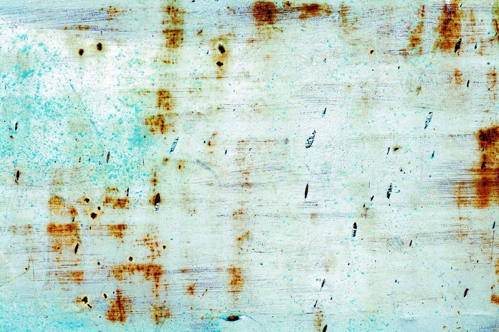 Rusted blue painted metal wall