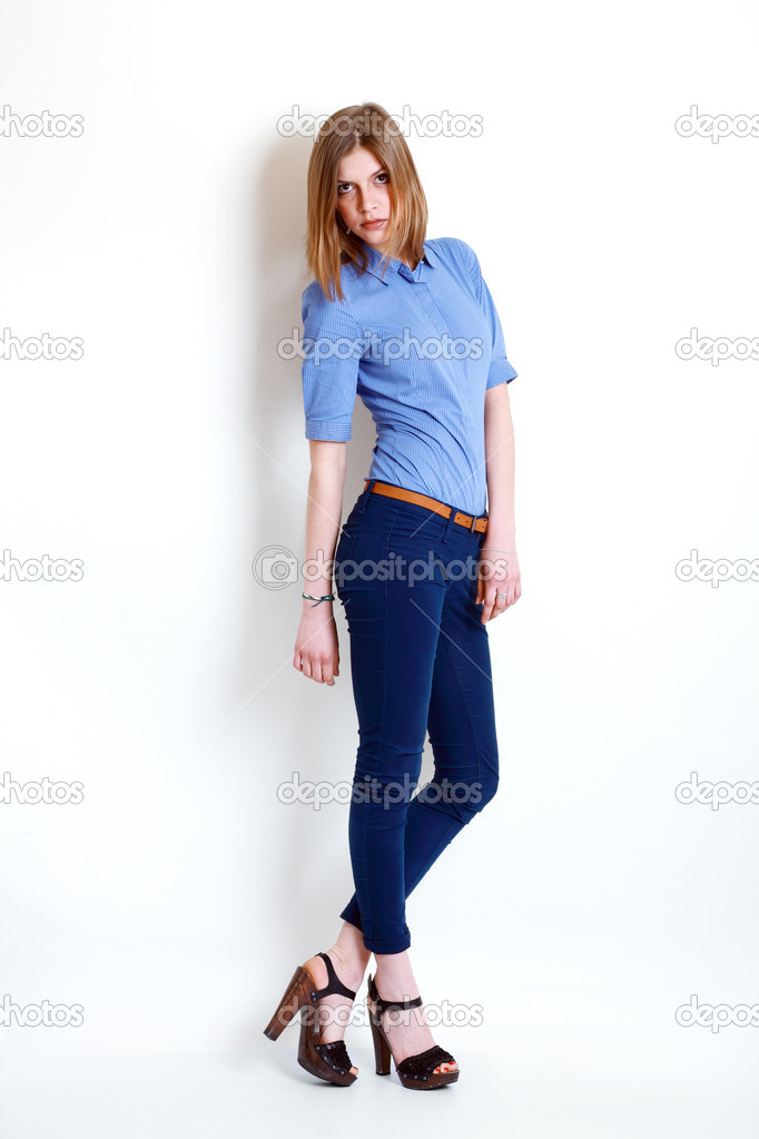 girl in fashion stylish jeans