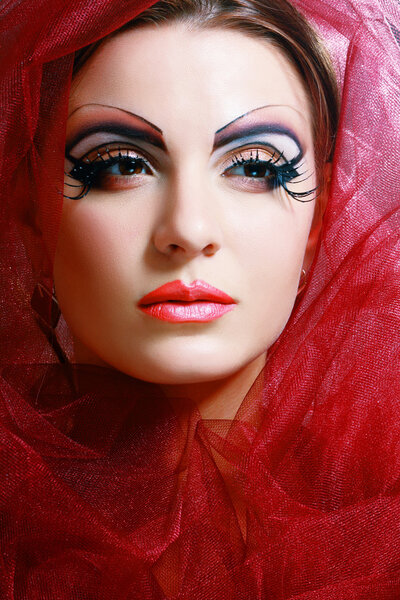 Gorgeous Young model beautiful women with perfect art make up and long false eyelashes