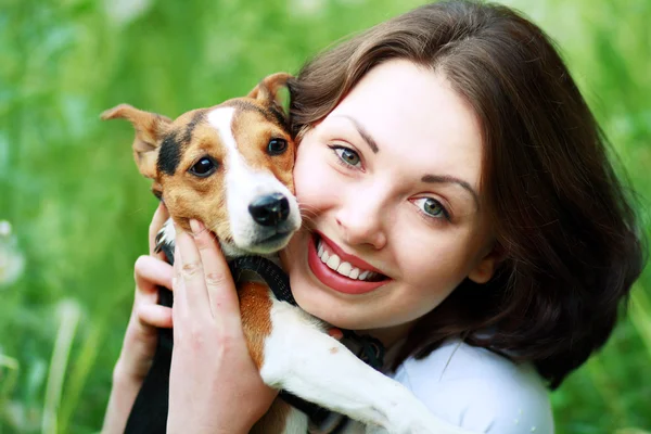 Woman with dog — Stock Photo, Image