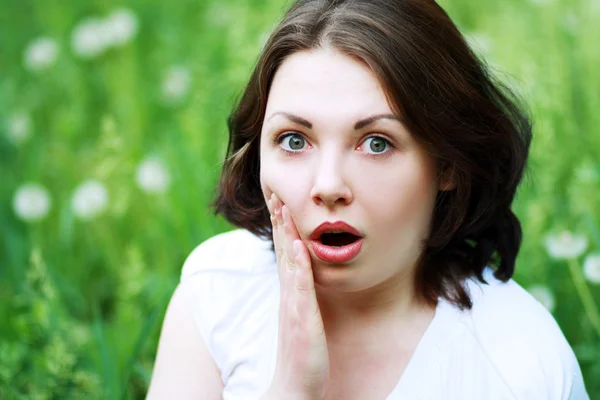 Woman with surprised face — Stock Photo, Image