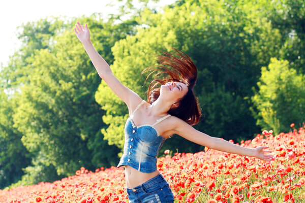 girl in poppies field