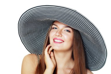 Kız şapka üzerinde gülümseyen