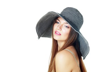 Kız şapka üzerinde gülümseyen