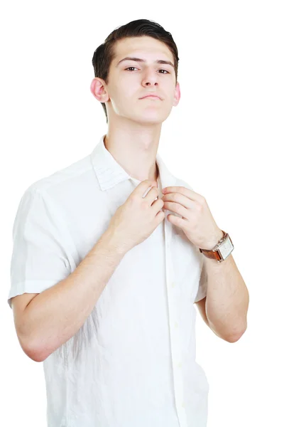 Hombre ajustando su camisa —  Fotos de Stock