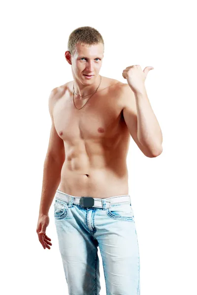 Topless atletische man — Stockfoto