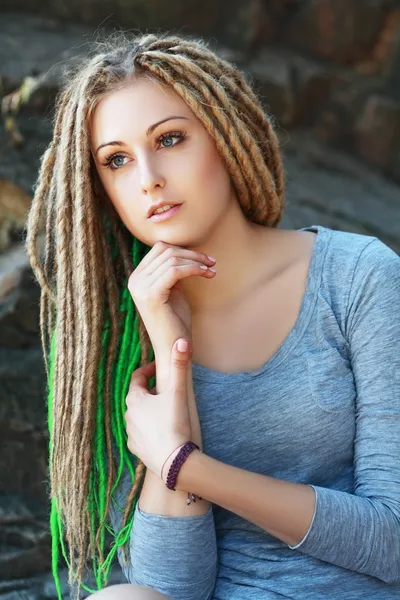 Fashion hairstyle with dreads — Stock Photo, Image