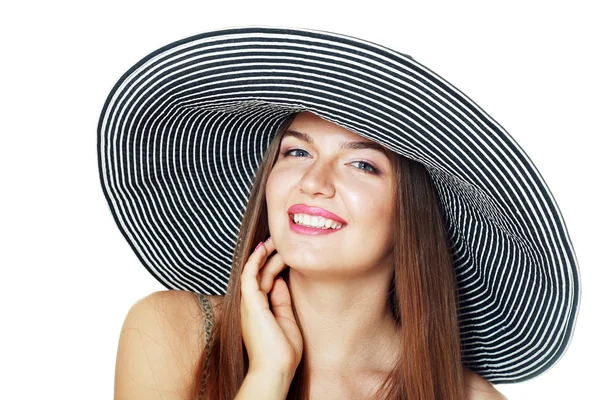 Smilende jente på hatt – stockfoto