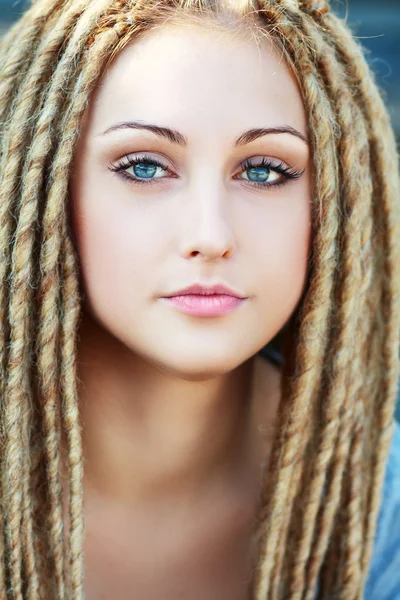 Fashion hairstyle with dreads — Stock Photo, Image