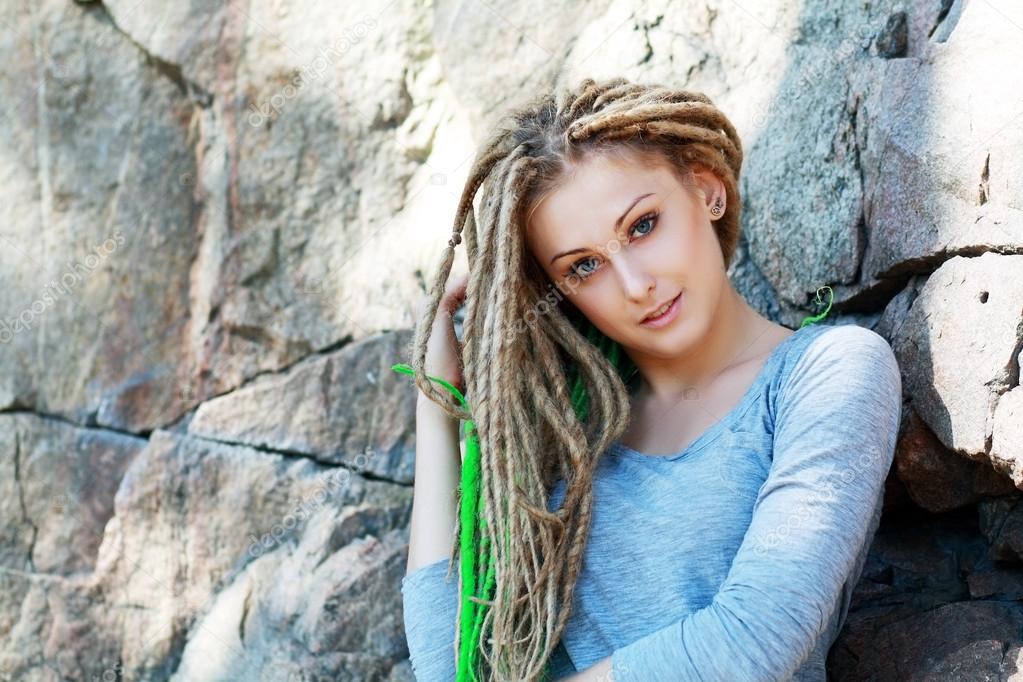 Fashion hairstyle with dreads