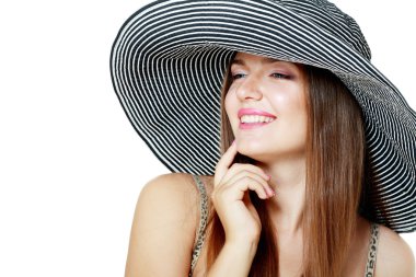 Kız şapka üzerinde gülümseyen